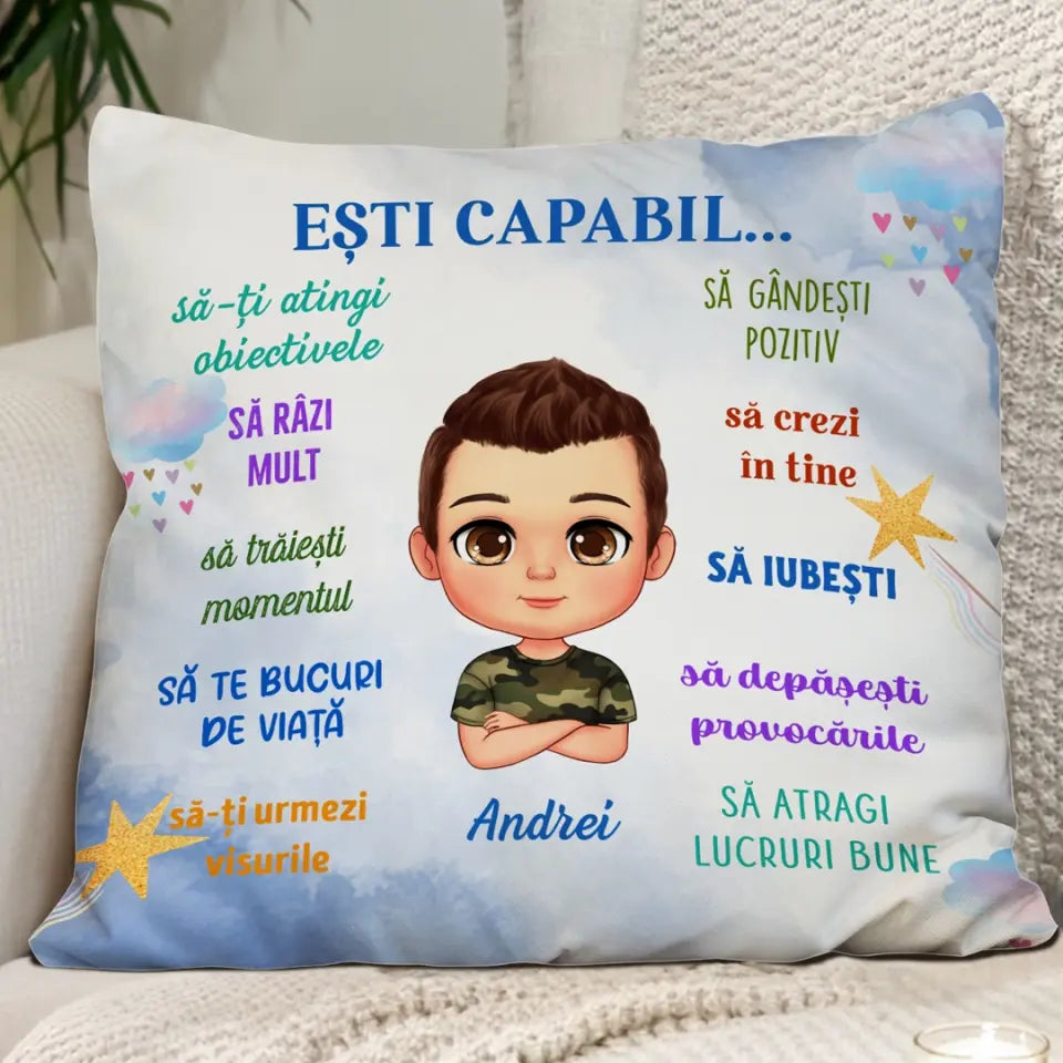 Pernă motivațională pentru copii - gânduri pozitive