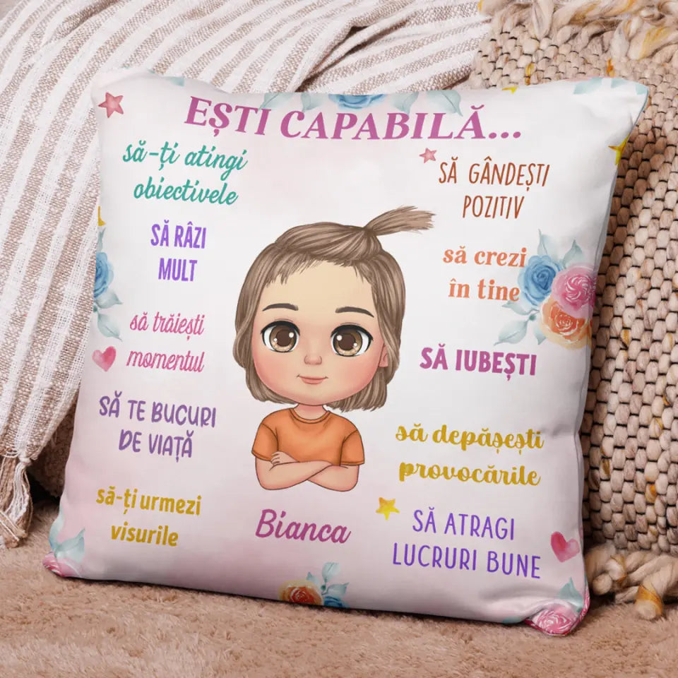 Pernă motivațională pentru copii - gânduri pozitive