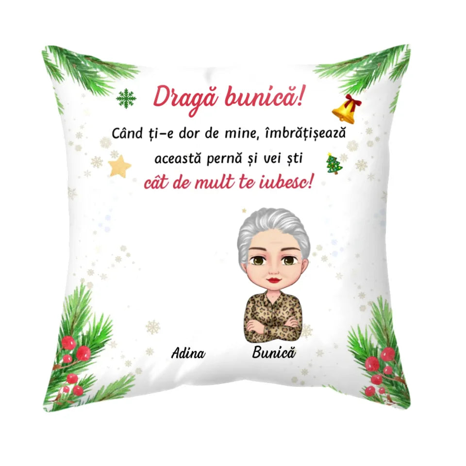 Pernă unică de Crăciun pentru bunici - Când ți-e dor de noi