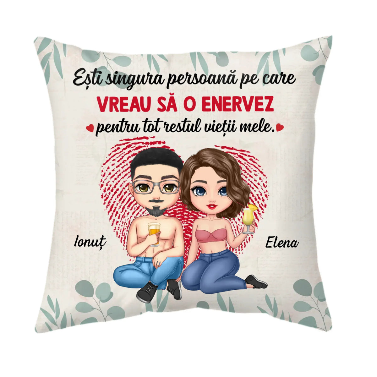 Pernă personalizată pentru cuplurile îndrăgostite - Tu ești
