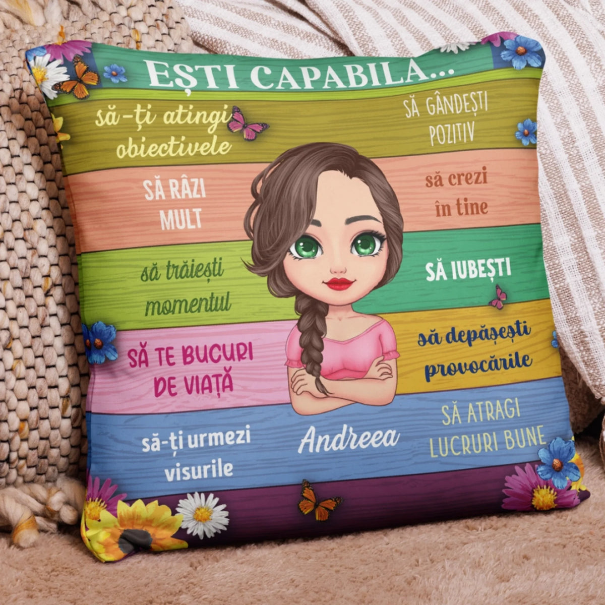 Pernă motivațională unică - gânduri pozitive