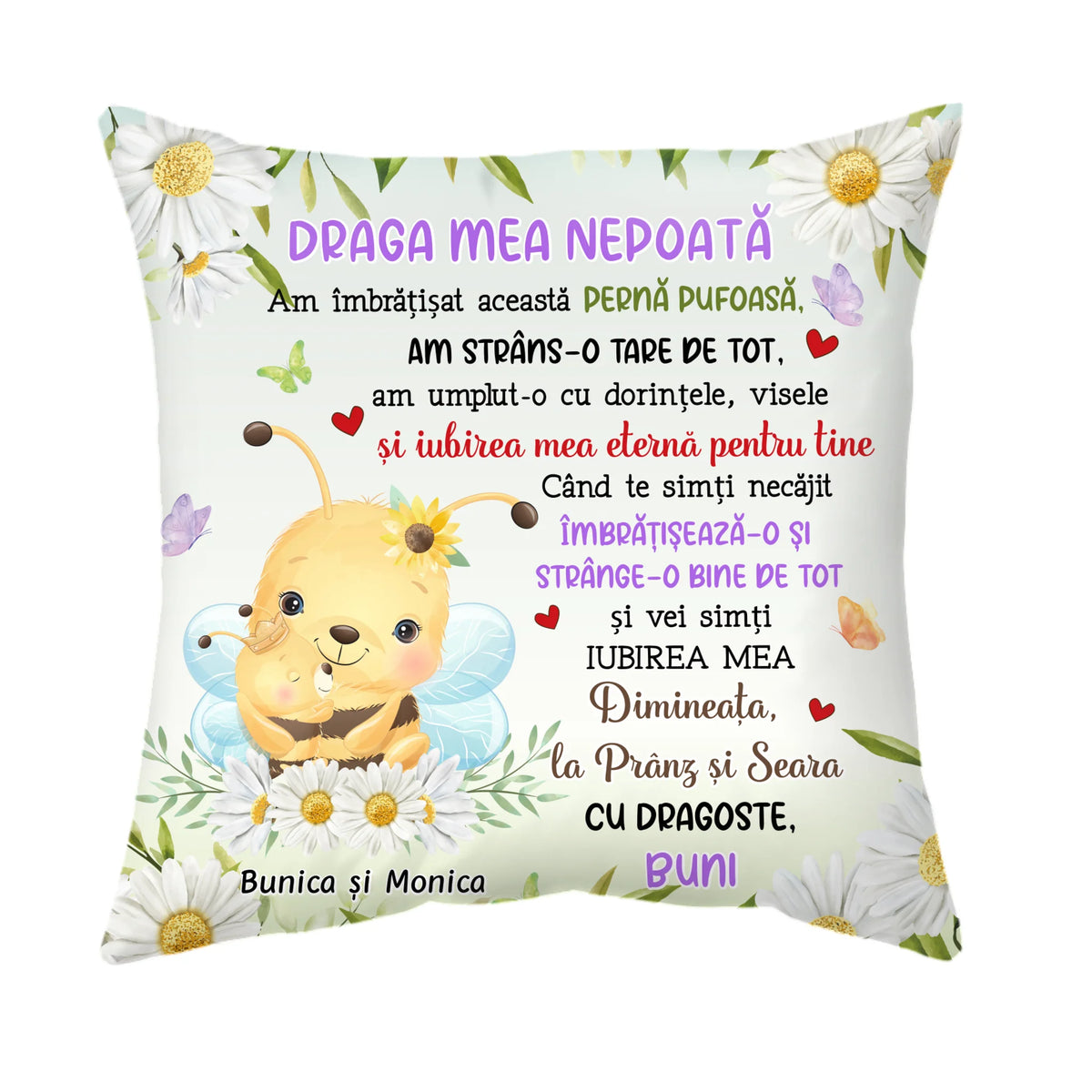 Pernă unică pentru copii - animale drăguțe