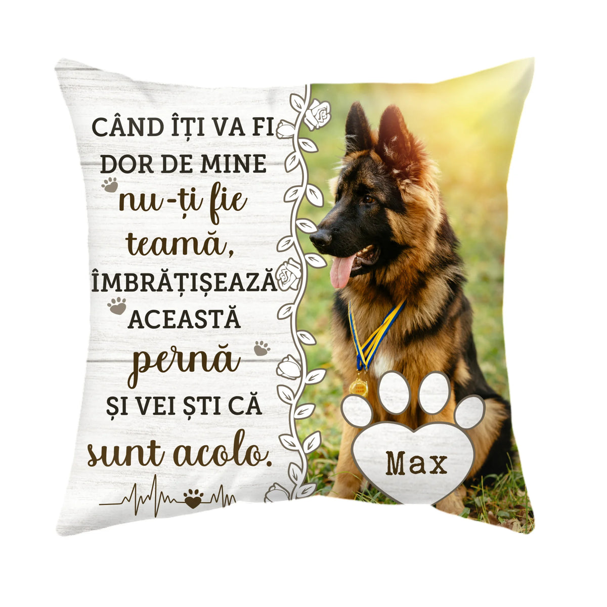 Pernă personalizată cu fotografia ta – Când îți va fi dor de mine