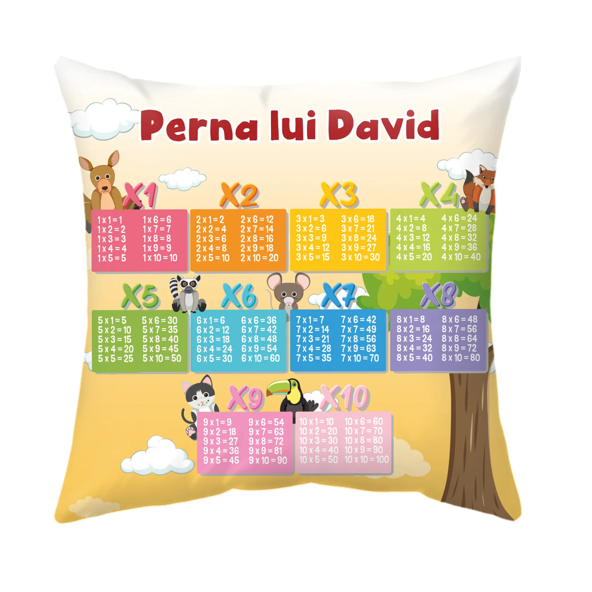 Pernă educativă personalizabilă - tabla înmulțirii
