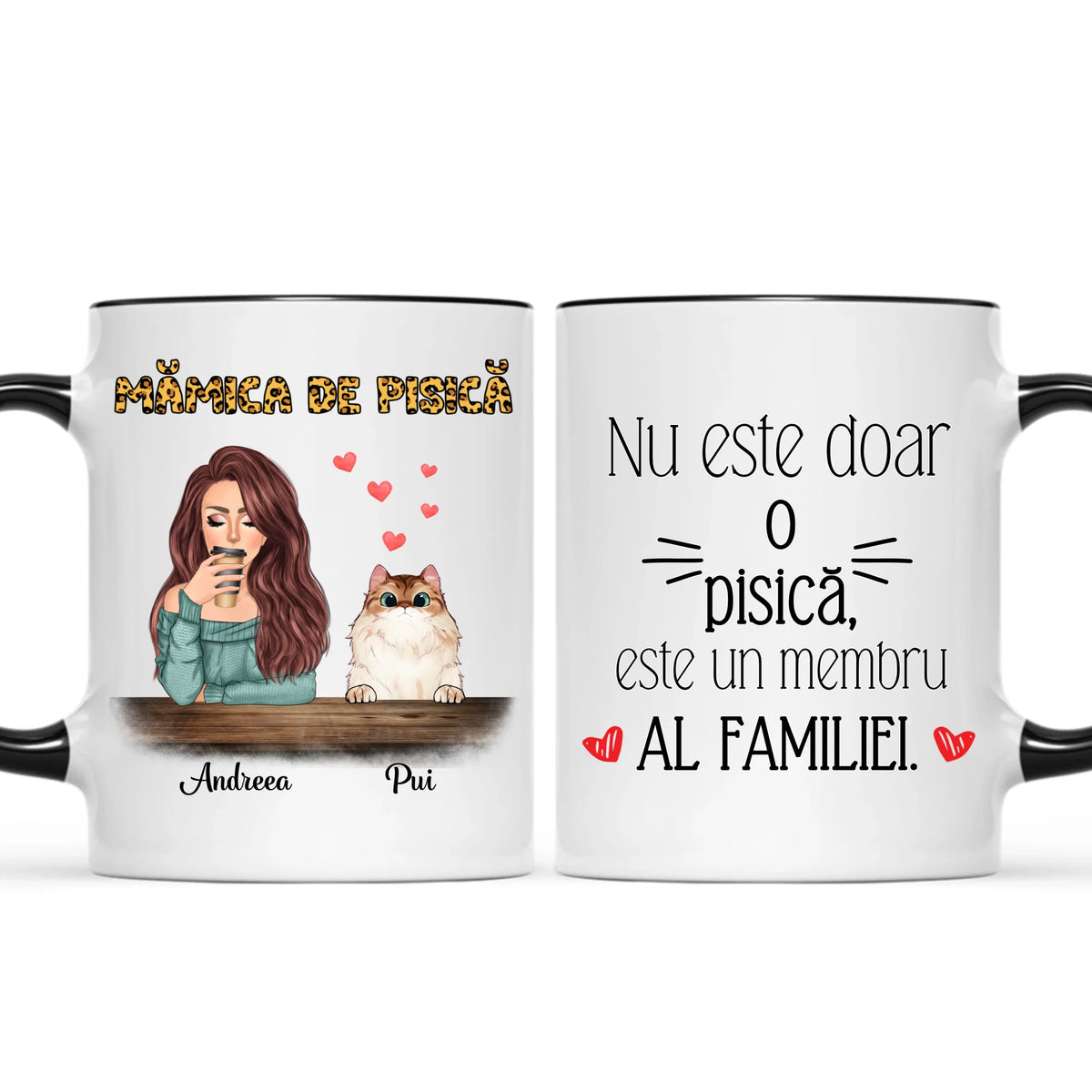 Cană unică cu pisici, cu până la 4 pisici