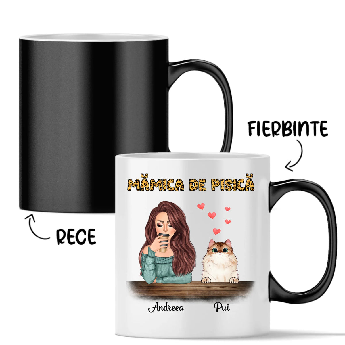 Cană unică cu pisici, cu până la 4 pisici