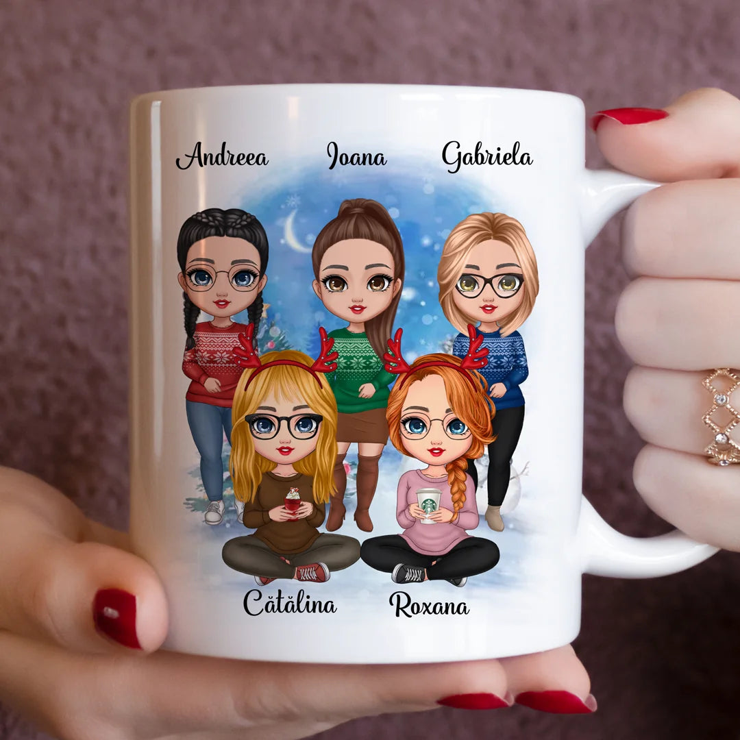 Cană unică de Crăciun pentru prietene - cu până la 8 fete