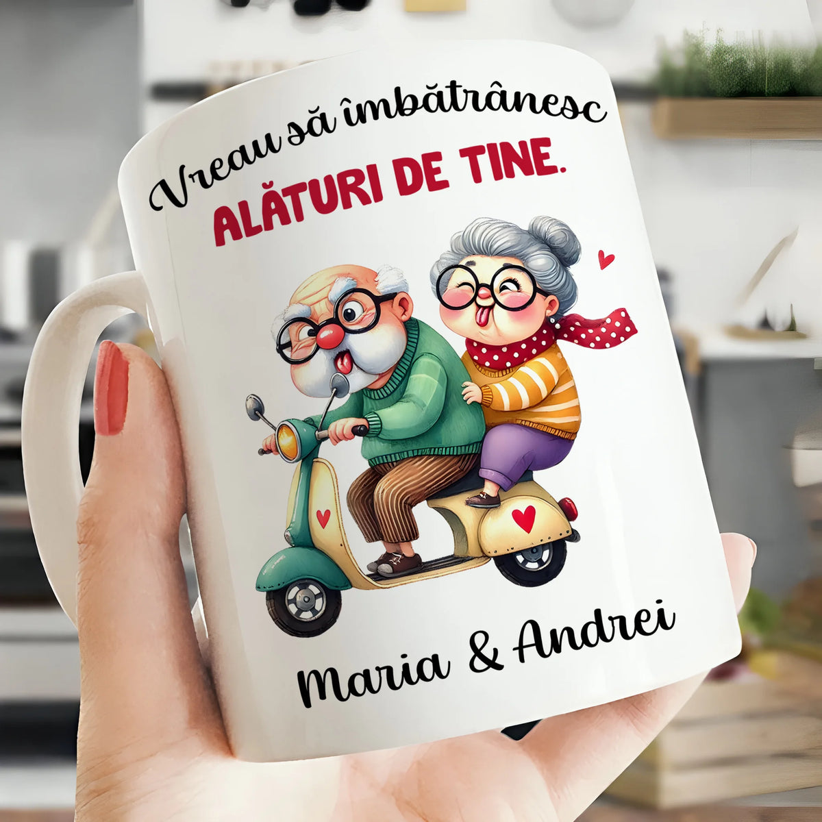 Cană personalizată pentru cupluri – cuplu drăguț de vârstă înaintată