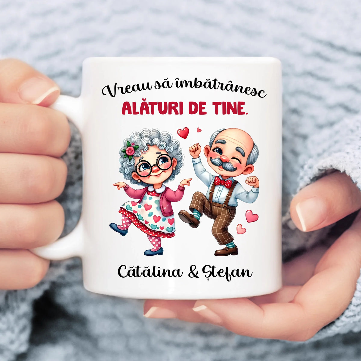 Cană personalizată pentru cupluri – cuplu drăguț de vârstă înaintată