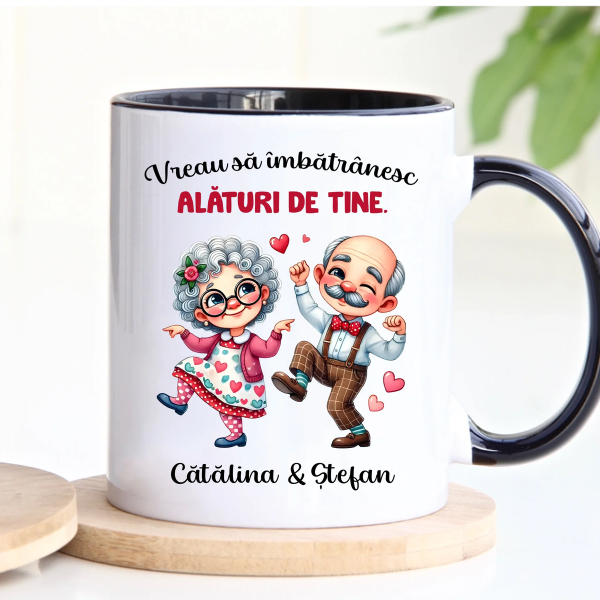 Cană personalizată pentru cupluri – cuplu drăguț de vârstă înaintată