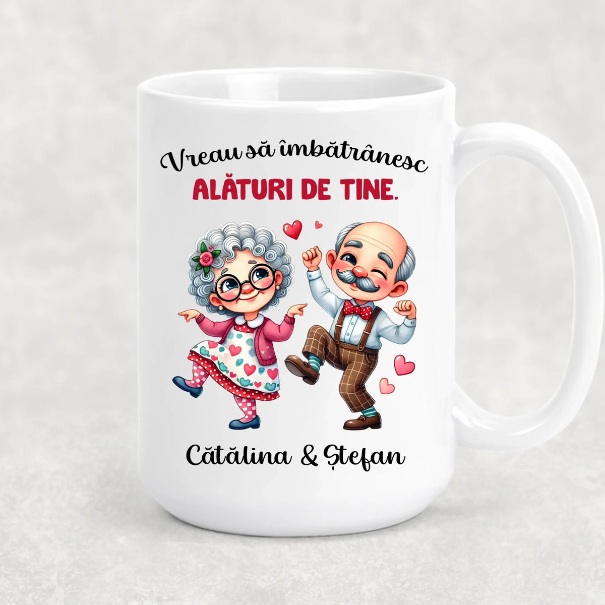 Cană personalizată pentru cupluri – cuplu drăguț de vârstă înaintată
