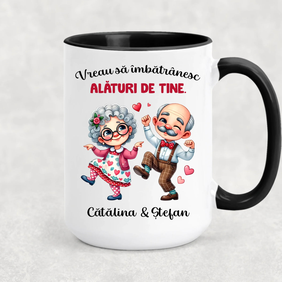 Cană personalizată pentru cupluri – cuplu drăguț de vârstă înaintată