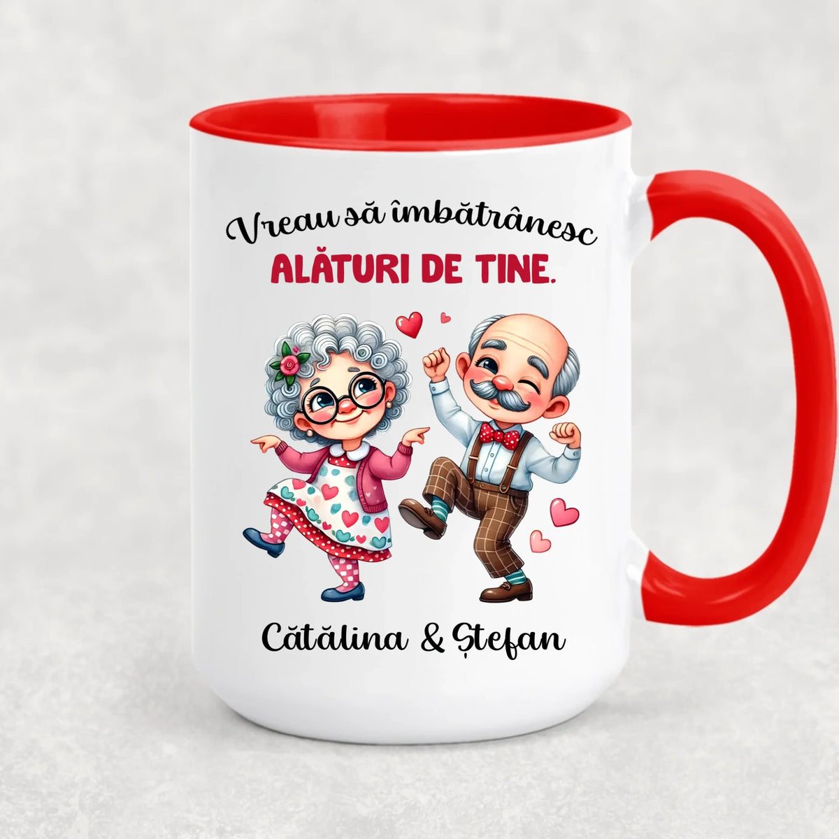 Cană personalizată pentru cupluri – cuplu drăguț de vârstă înaintată