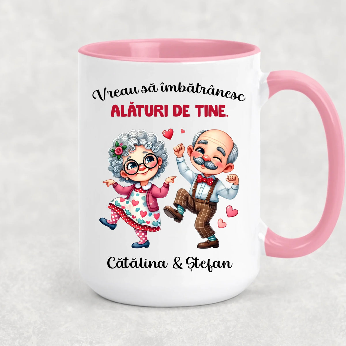 Cană personalizată pentru cupluri – cuplu drăguț de vârstă înaintată