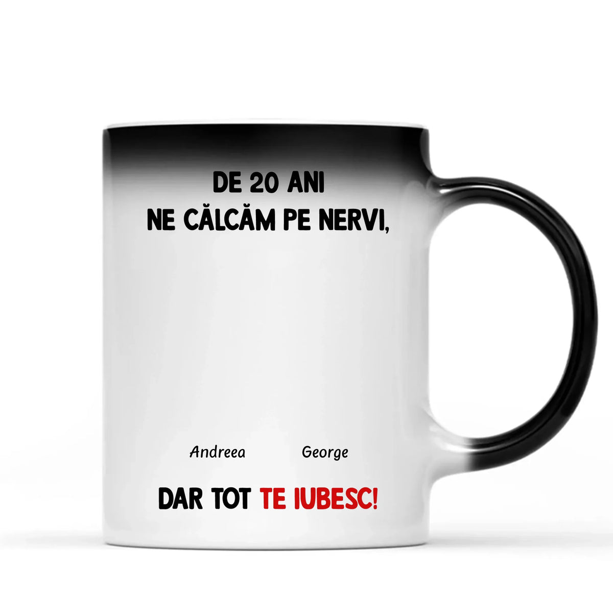Cană magică personalizată pentru cupluri - ne călcăm pe nervi