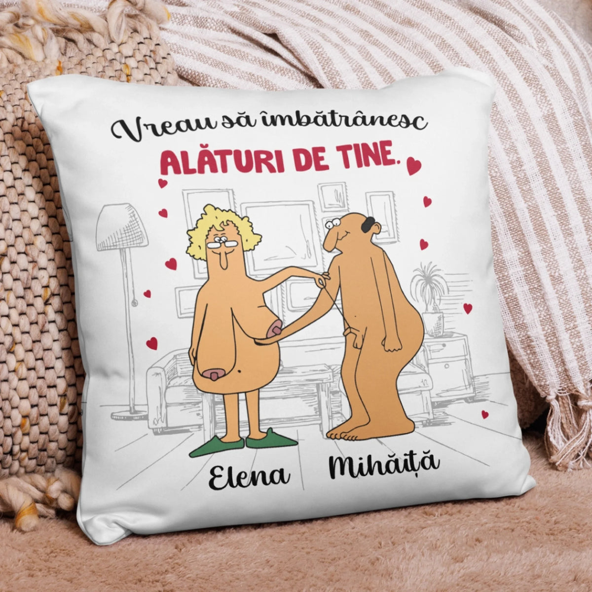 Pernă personalizată amuzantă pentru cupluri