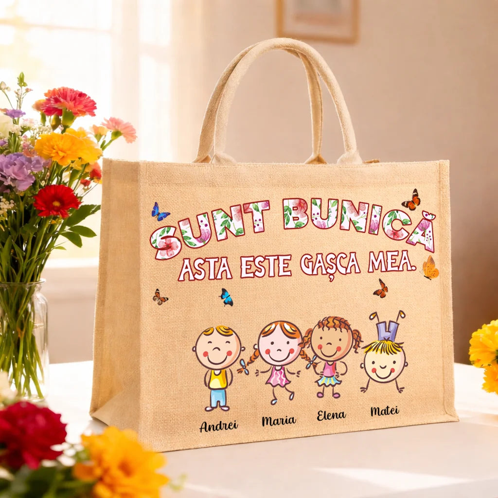 Geantă din iută personalizată - Sunt bunică